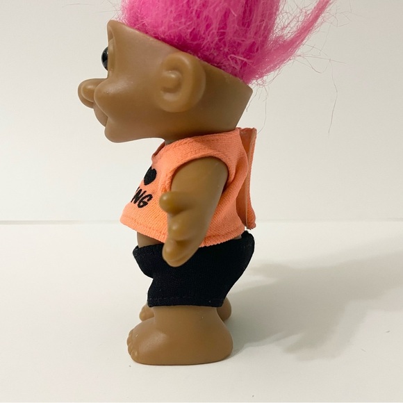 Vintage Russ Troll I Love Biking Pink Hair Doll - Picture 4 of 16